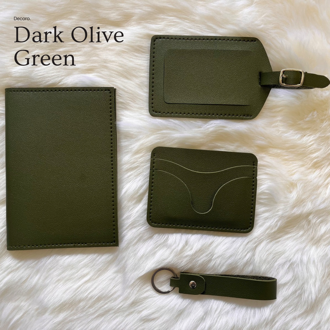 Leather Gift Set in Olive Green