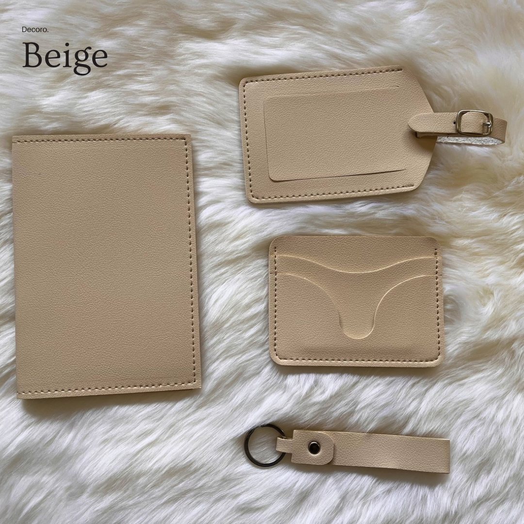 Leather Gift Set in Beige